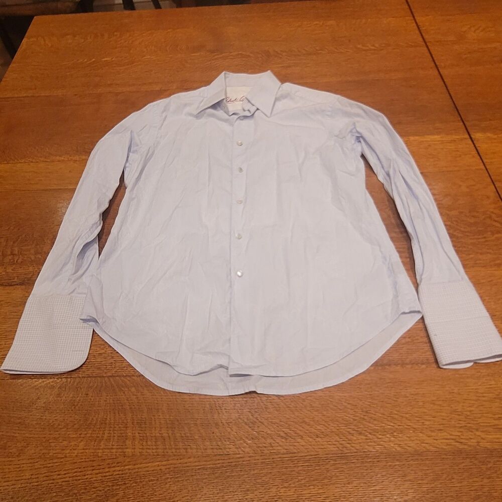 Robert Graham Dress Shirt Medium Light Blue Graphic Dress Shirt Mens Embroidered